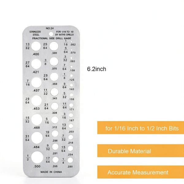 TOOGOND Drill Bit Gauge Stainless Steel 29-Hole Precision Tool-1